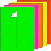 YSHIHE 2“ x 4“ Fluorescen Address Labels 5 Colors Neon Stickers for Inkjet or Laser Printer 8-1/2" x 11"Moving Lables for Shipping Envelopes Envelopes and Organization - 20 Sheets 200 PCS