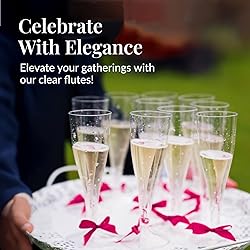 Prestee Set of 200 Plastic Champagne Flutes - Clear