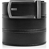 SlideBelts Men's Obsidian Black Lite Belt with Lite Brushed Steel Buckle (Genuine Leather)…