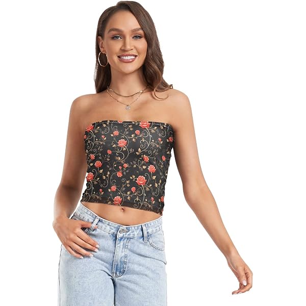 thumbnail image 2 of SOLY HUX Women's Y2k Striped Button Up Crop Tube Top 2 of 11