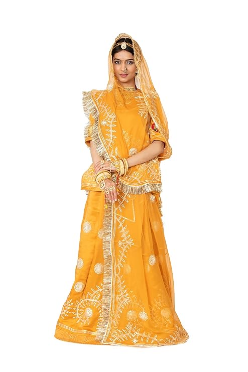 Buy Yuvti Unstitched Sikhiya Rajputi Poshak Dress For Rajasthani Women (Orange) at Amazon.in