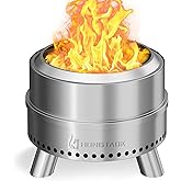HongTaok Smokeless Fire Pit with Waterproof Bag, 20 Inch Stainless Steel Fire Pits for Outside Wood Burning, Smokeless Firepi