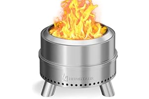 HongTaok Smokeless Fire Pit with Waterproof Bag, 20 Inch Stainless Steel Fire Pits for Outside Wood Burning, Smokeless Firepi