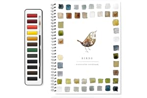 LIGIDAR Watercolor Workbook, Beginner-Friendly Birds Watercolor Workbooks, 12 Colors Watercolor Paint Set with Paint Brush (Birds)