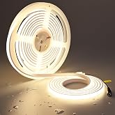 TOPAI 24V COB Diffused LED Strip 16.4 ft 4000K White IP67 Waterproof | Flexible Neon Rope Lights Outdoor, Dotless, 480 LEDs/M, CRI 93+, 11W/m High Luminous Efficiency, Self-Adhesive, Cuttable