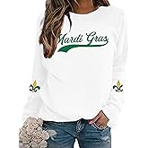 ASTANFY Mardi Gras Sweatshirt Women New Orleans Mardi Gras Party Shirts Funny Carnival Sweatshirt Mardi Gras Print Pullovers