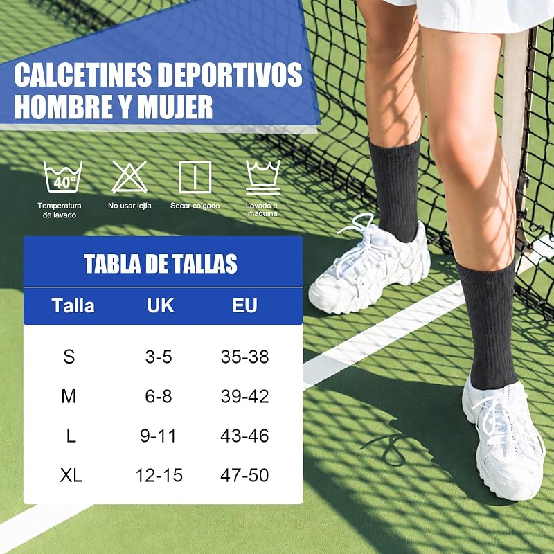 Meias femininas de homem, meias de algodão sem costuras, meias desportivas respiráveis e sem bolhas, ideais para trabalho, corrida, 6 pares unissex, preto branco cinzento, 39-42 — foto 8 de 8