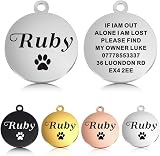 EDSG Personalised Dog Tag for Dogs Cats Pets Silver Round 25mm One Tag Ring