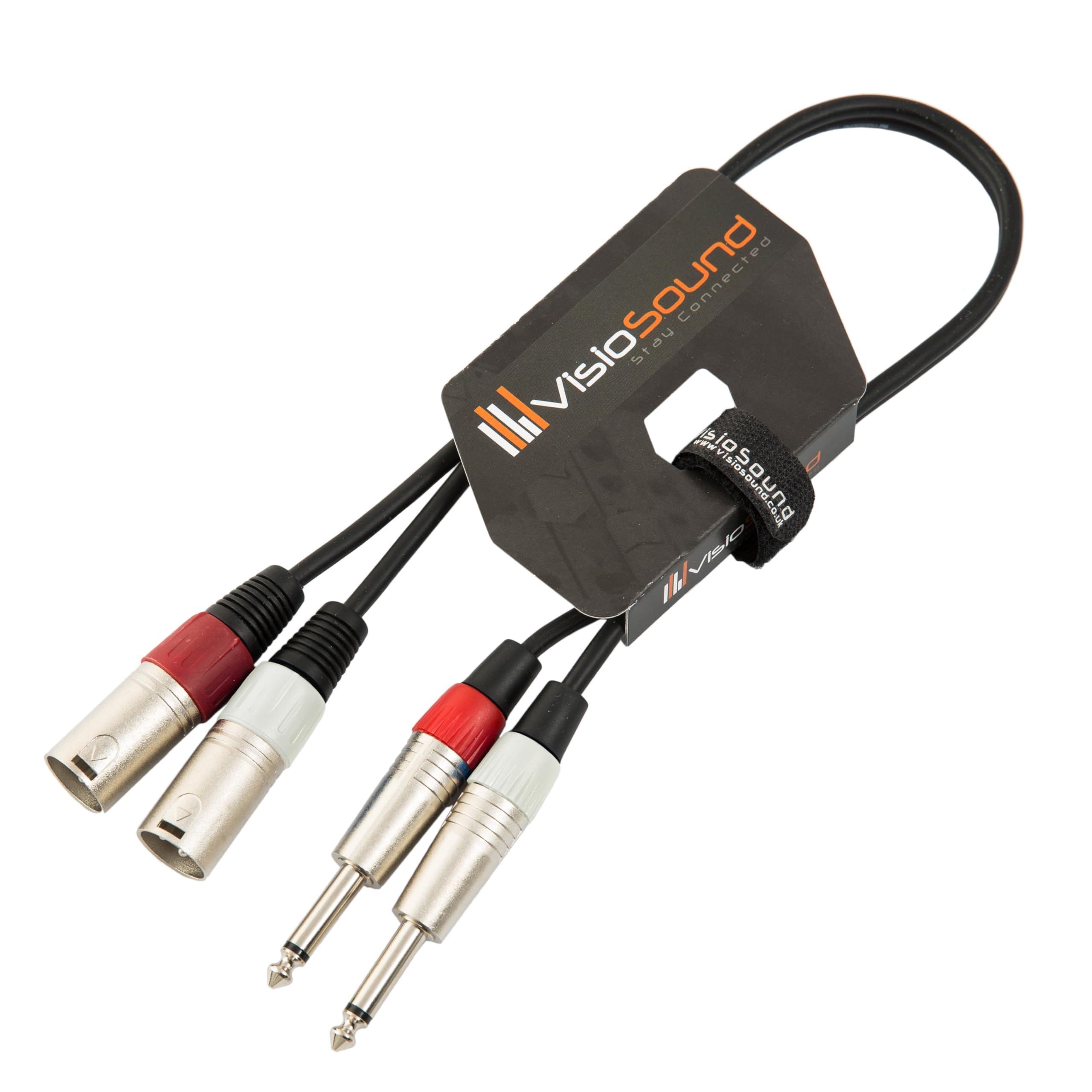 VisioSound 2 x Male XLR to 2 x 6.35mm 1/4" Mono Jack Twin Lead/Audio Signal Patch Cable 0.5m