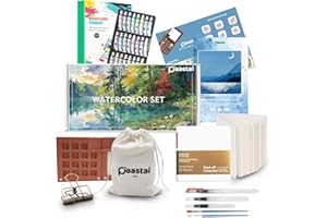 Mini Wooden Watercolor Travel Kit – 12 Colors with Refillable Brush, Sketchbook & Picture Book – Portable Art Set for Painter