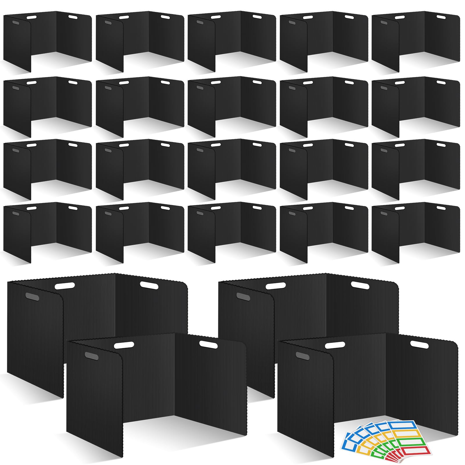 Photo 1 of 24 Pcs Desk Dividers for Students 14 × 17.5 × 14 Inch Plastic Durable and Waterproof Privacy Folders Shields Test Dividers with Classroom Privacy Boards for School Study Teacher Supplies (Black)
