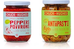 Chuck Hughes MILD ANTIPASTO & MILD PEPPER SPREAD/Pack of 2 / Made in Canada