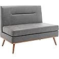 Yongqiang Small Loveseat Sofa Settee Bench with Back Upholstered Banquette for Kitchen Dining Room Living Room Bench Seating Restaurant Booth Grey Faux Leather