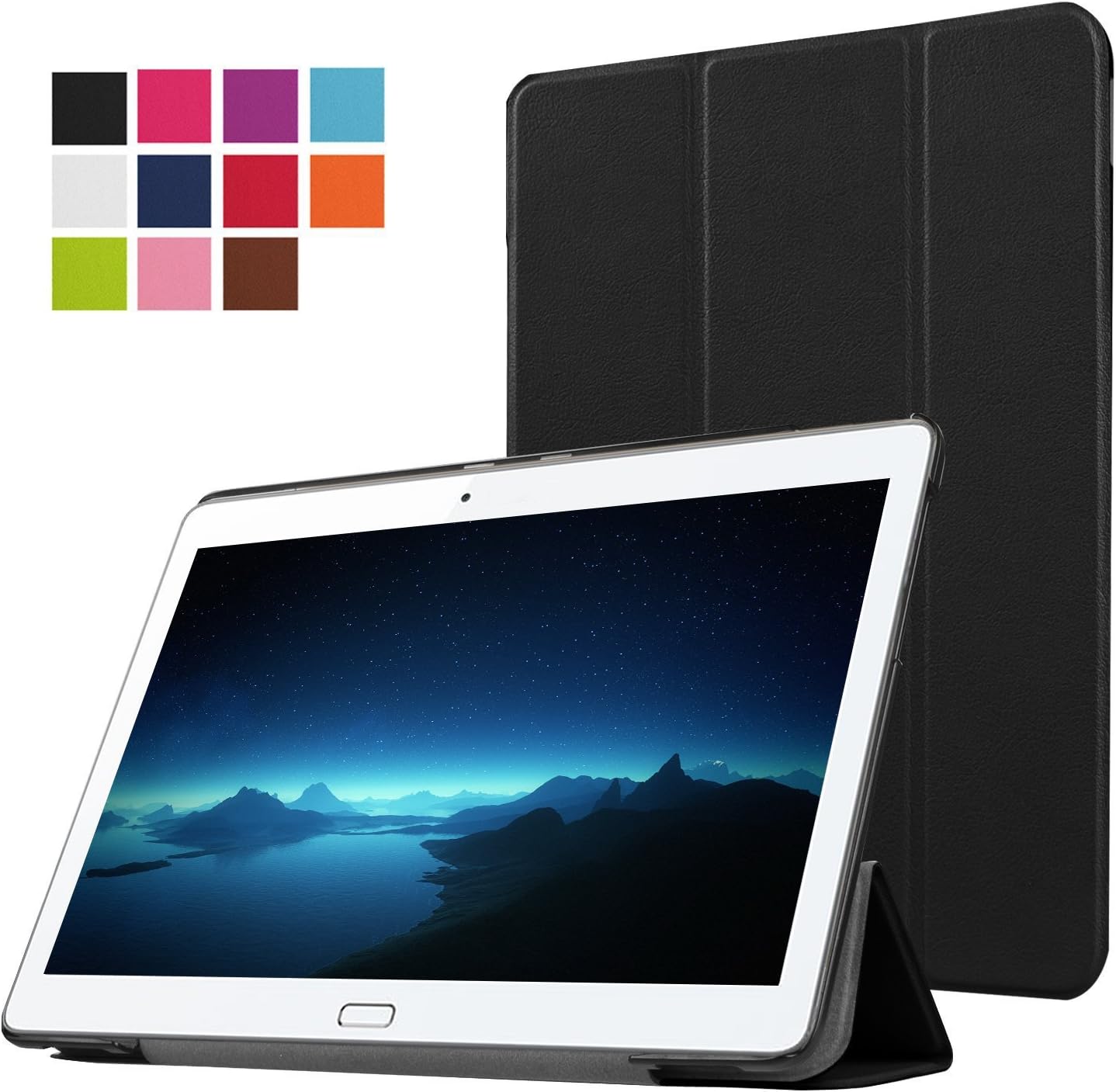 PASONOMI Huawei MediaPad M2 10 Case，Huawei M2 10.1 Case Ultra Slim Lightweight PU Leather Folio Case Stand Cover for Huawei MediaPad M2 10 inch Tablet (Black)