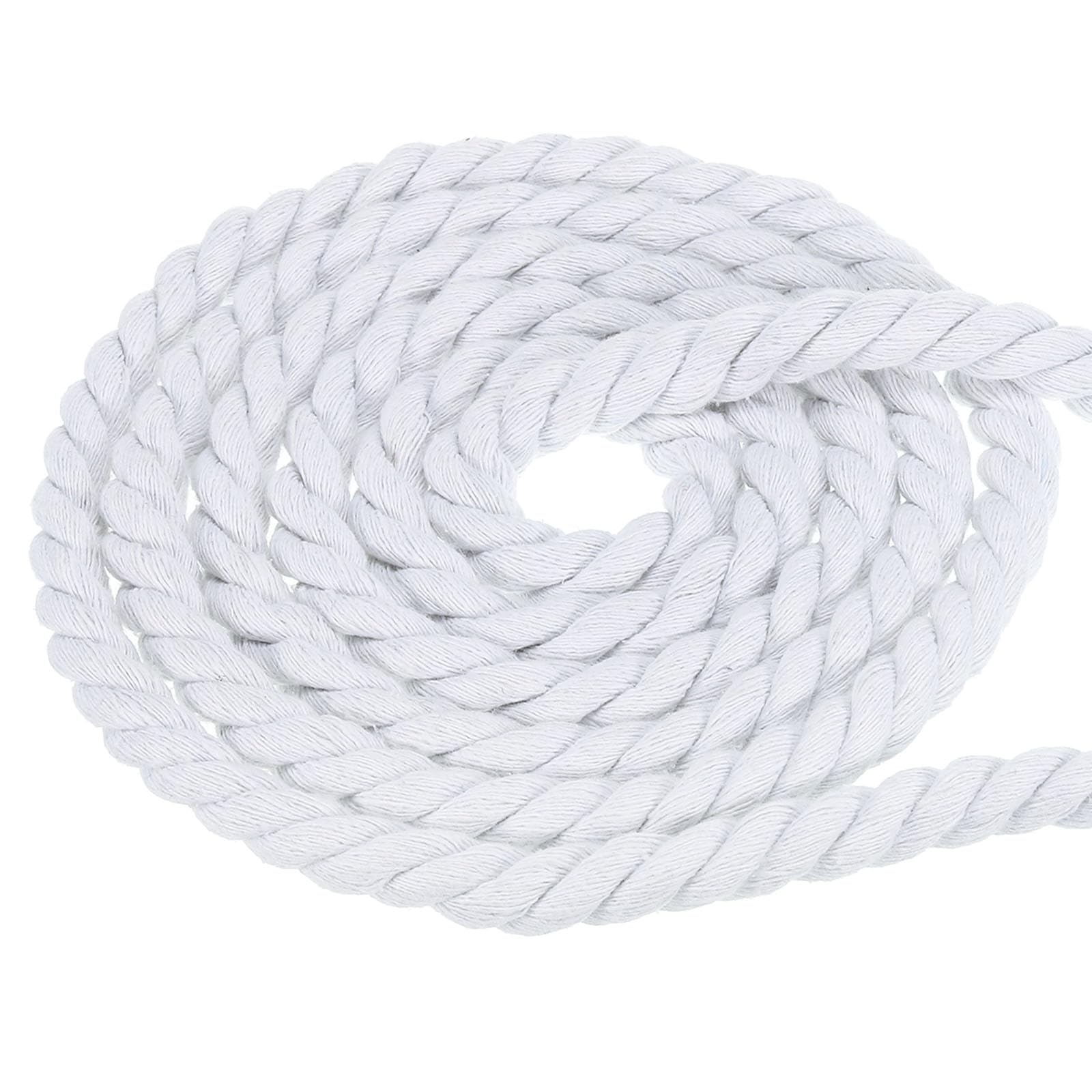 PATIKIL 1/2 Inch x 98 Feet Natural Twisted Cotton Rope, 3 Strand Tug of War Rope with Sealing Tape for Craft Railings Home Decor, White