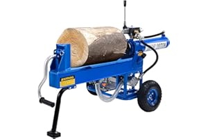Ezasin Portable Log Splitter 20 Ton, Gas Powered Wood Splitter with 7HP Engine & Hydraulic Pump, Horizontal Full Beam with Auto Return Ram System, Steel Wedge for Firewood Splitting & Forestry Use