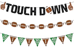 Gifloon Touchdown Football Party Banner, Pre-Strung Fantasy Football Theme Birthday Party Decorations