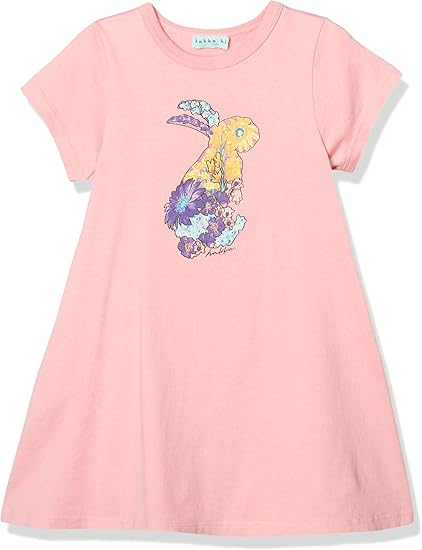Amazon ハッカキッズ フラワーうさぎプリント付きaライン半袖 ワンピース キッズ ワンピース チュニック 通販