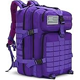 SEYATULLH 45L Military Tactical Backpack for Men & Women Bug Out Bag Assault pack Molle Daypack Hiking Trekking Rucksack(45L purple)