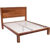 Kumi Full Bed w/ Headboard, Japanese Joinery, Chestnut | Handcrafted solid poplar hardwood Full bed with headboard, Japanese joinery, tool-free assembly, supports up to 1,500 lbs.