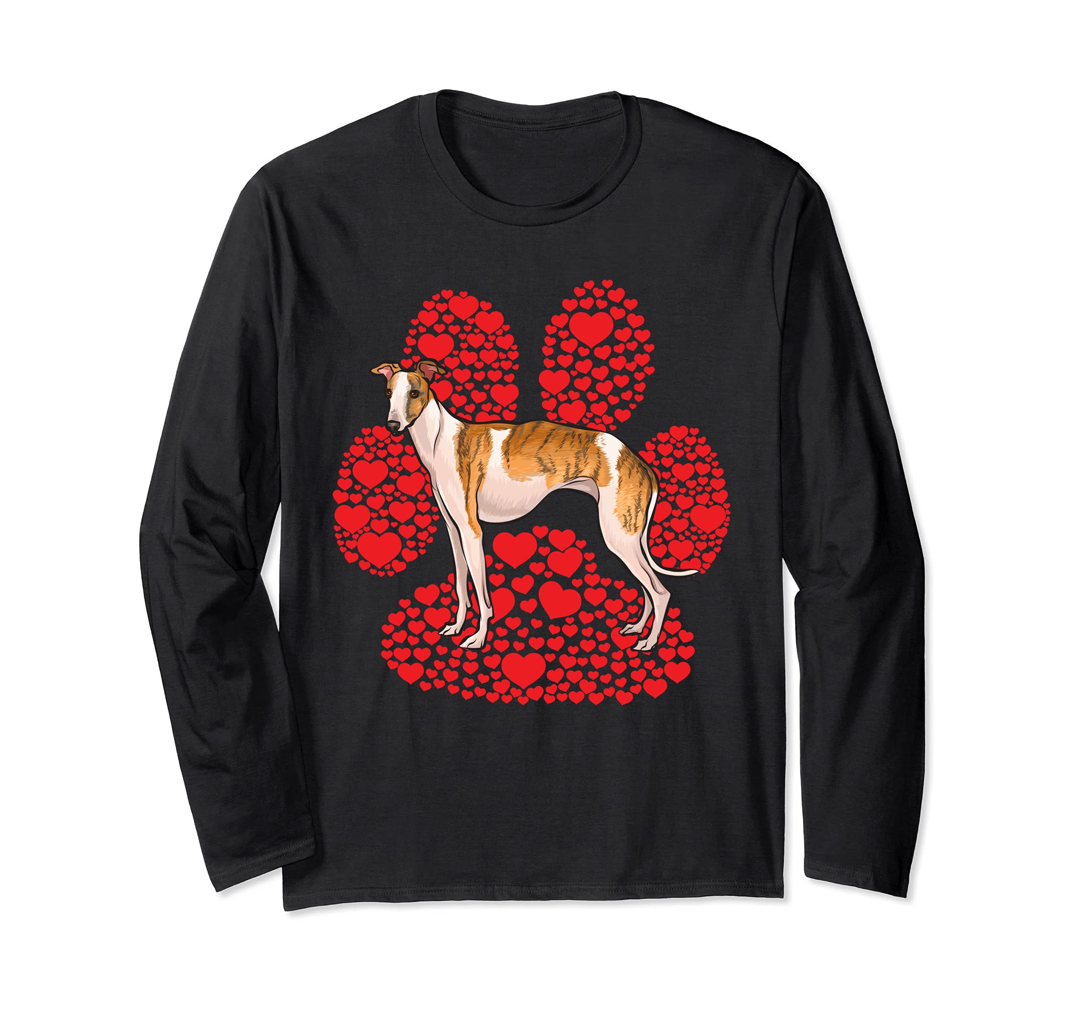 Whippet Valentines Day Dog Love Paw Long Sleeve T-Shirt