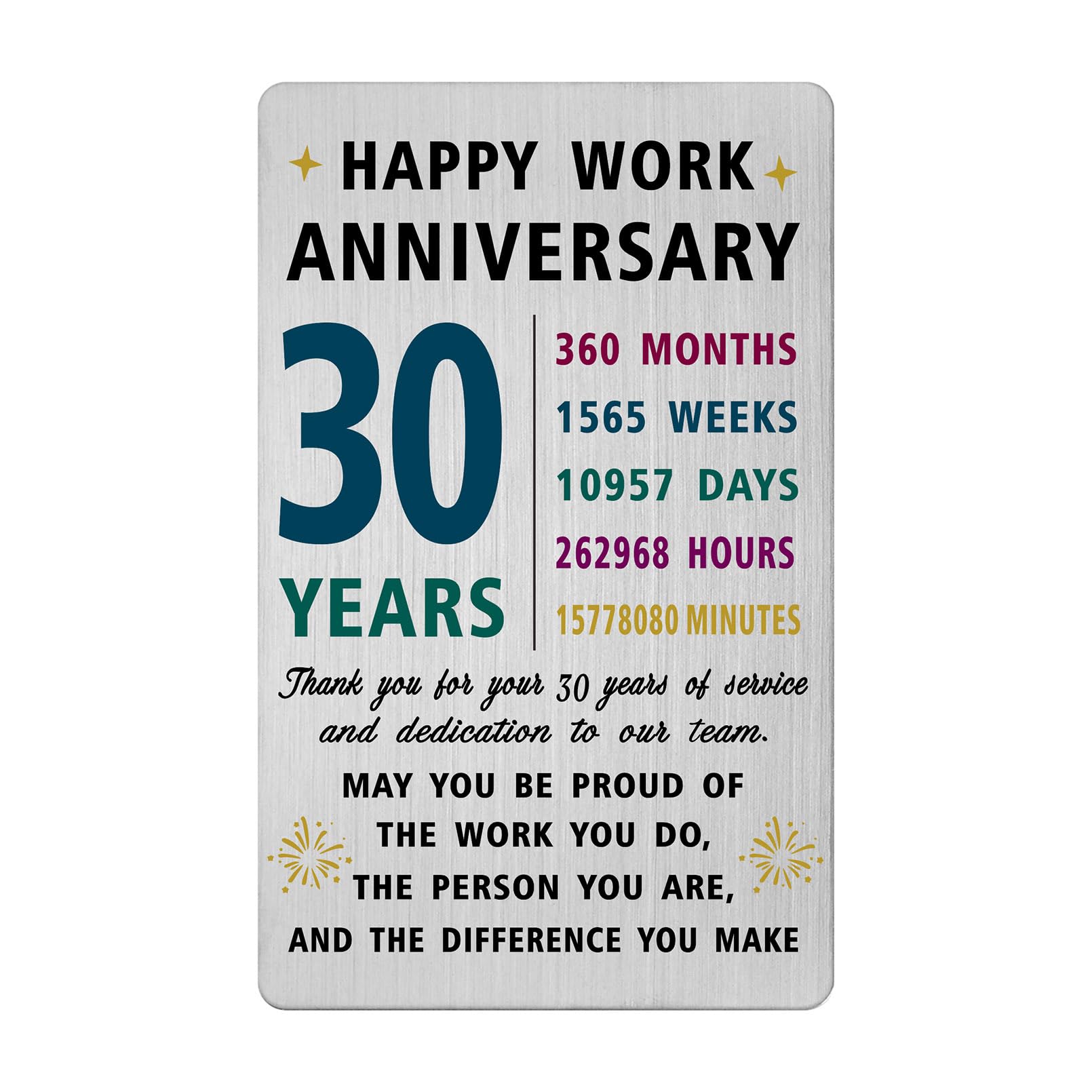 Richesele 30 Years Work Service Card - Thank You 30 Years Work Gifts - Happy 30th Work Anniversary Credit Card Size Keepsake — image 1