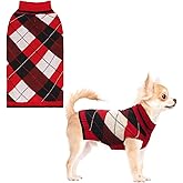 KOOLTAIL Dog Sweater Pet Knitted Clothes-Classic Plaid Pullover Turtleneck Red Fleece Dog Christmas Sweaters with Leash Hole, Thick Warm Dog Winter Clothes for Small Medium Large Dogs Cats Puppy, S