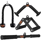 Fitarc Cable Machine Attachment Set for Gym &amp; Home Workouts, LAT Pulldown Attachments with Non-Slip Grips, Black