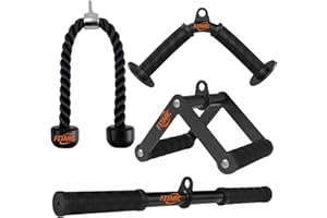 Fitarc Cable Machine Attachment Set, LAT Pulldown Attachments for Home Gym Equipment, Tricep Pull Down Attachment for Home Gym Accessories, LAT Pull Down Bar and Tricep Rope Cable Attachment
