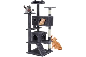 AIDOLY Cat Tree, 54-Inch Cat Tower for Indoor Cats with Sisal Scratching Post, Cat Play House, Large Kitty Condo, Plush Multi-Level with Climbing Ladder