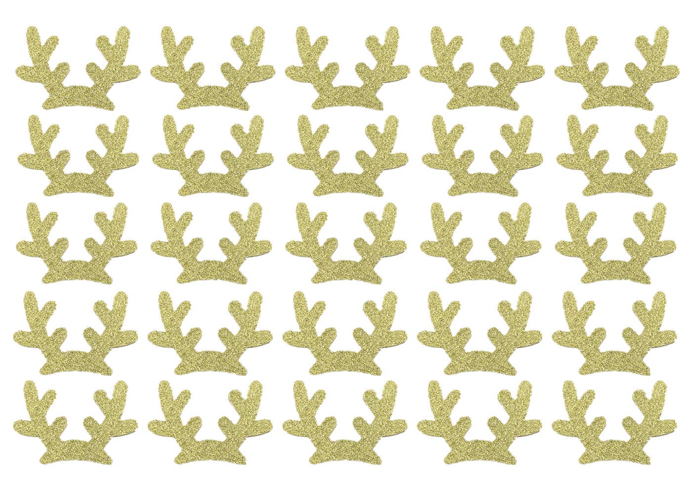 25 Pack Glitter Reindeer Antlers Felt Applique Kits Santa's Elk Antlers Felt Patches Sheets for Dogs Hair Accessories Scrapbook Cake Topper Embellishment Craft Christmas Decorations (Gold)