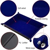 SIQUK Double Sided Dice Tray Folding Rectangle PU Leather Dark Blue Velvet view 2