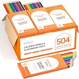 Shuttle Art 504 Pack Colouring Pencils 42 Pre-Sharpened School Set