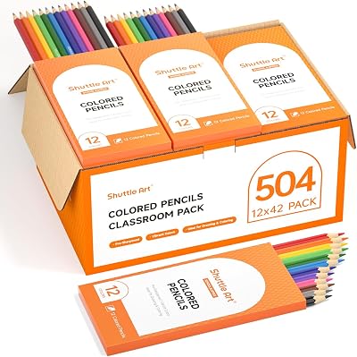 Shuttle Art 504 Pack Colouring Pencils 42 Pre-Sharpened School Set