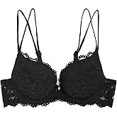 zossav Women Lace Push Up Bras Add Two Cups Size Thick Padded Plunge Cleavage Underwire Bra
