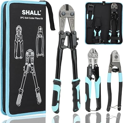 Shall 3-Piece Bolt Cutter Kit: 14" Heavy Duty Bolt Cutter, 8" Wire & Rope