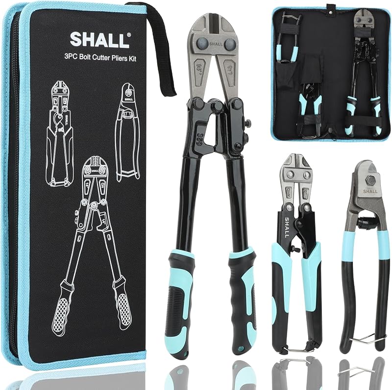 Shall 3-Piece Bolt Cutter Kit: 14" Heavy Duty Bolt Cutter, 8" Wire & Rope