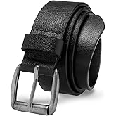 Prospero Comfort Men's Casual Belt Super Soft Full Grain Leather Roller Buckle 38MM 1.5 inch Black Brown Tan