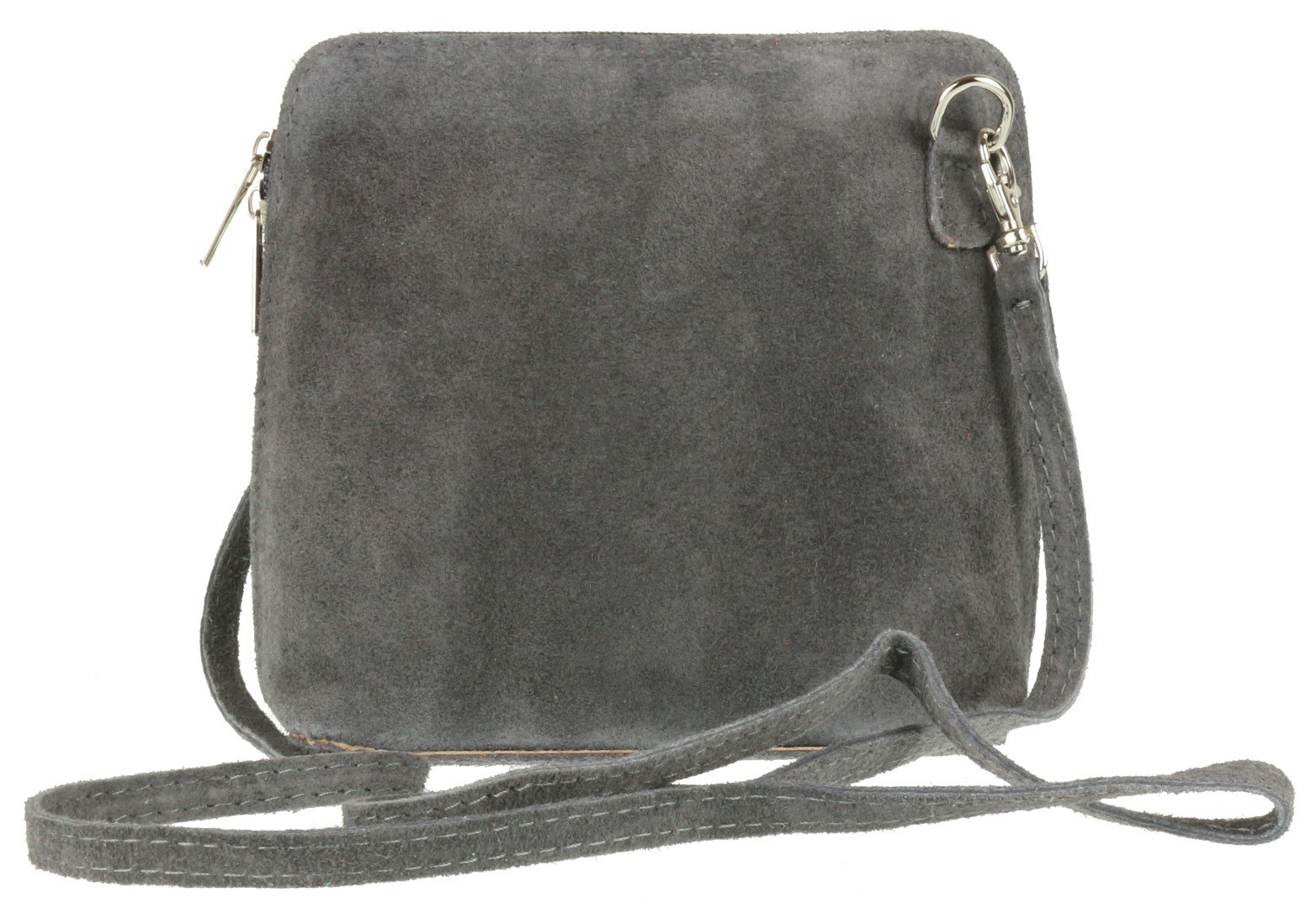 Girly Handbags Womens Genuine Suede Cross Body Shoulder Bag - Dark Grey