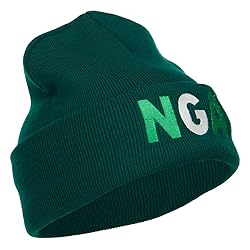 e4Hats.com Nigeria Embroidered Long Beanie - Dk