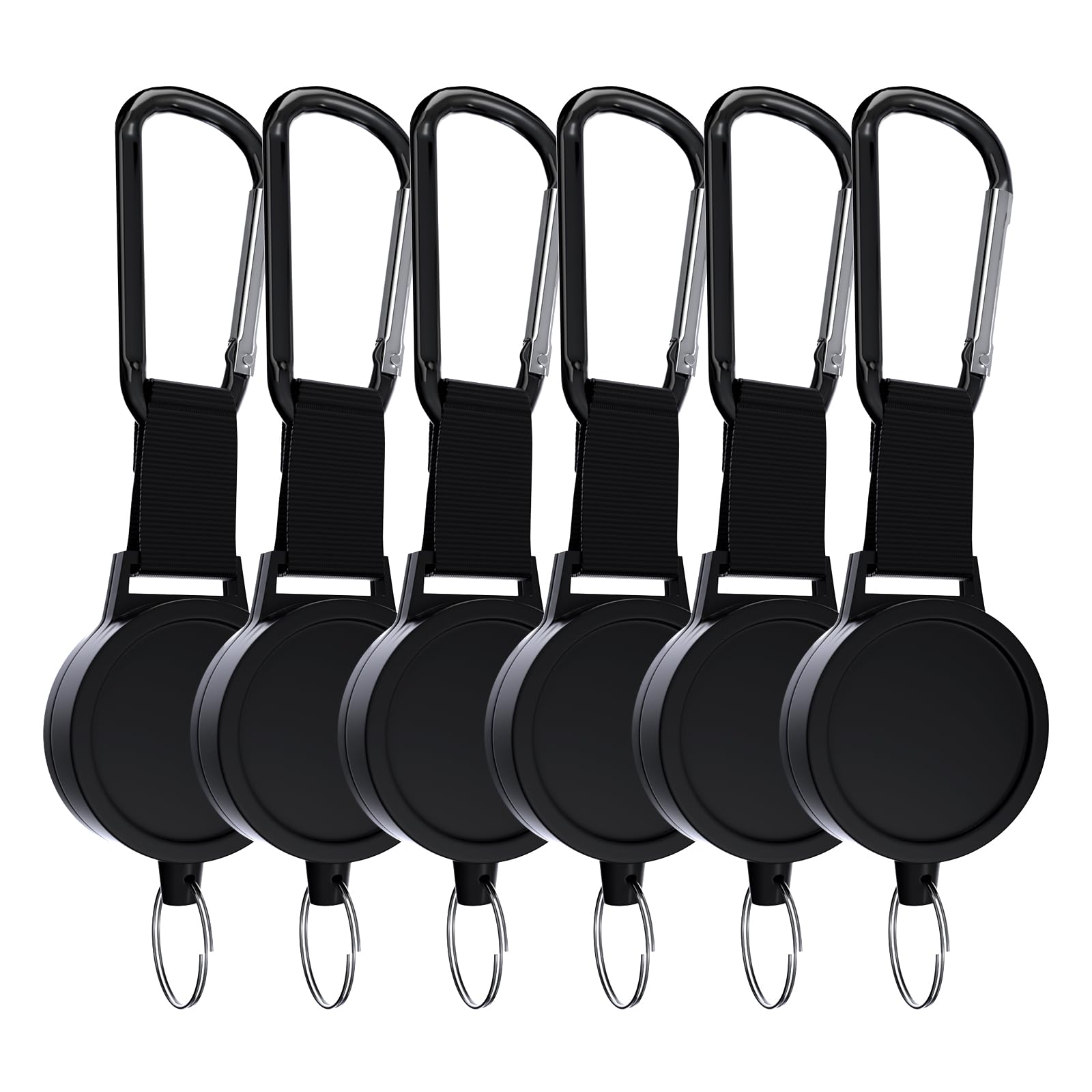 BiaoGan Heavy Duty Retractable Badge Reel with Carabiner Holder, Steel Cord, 68cm Length, 7.0 oz (6)