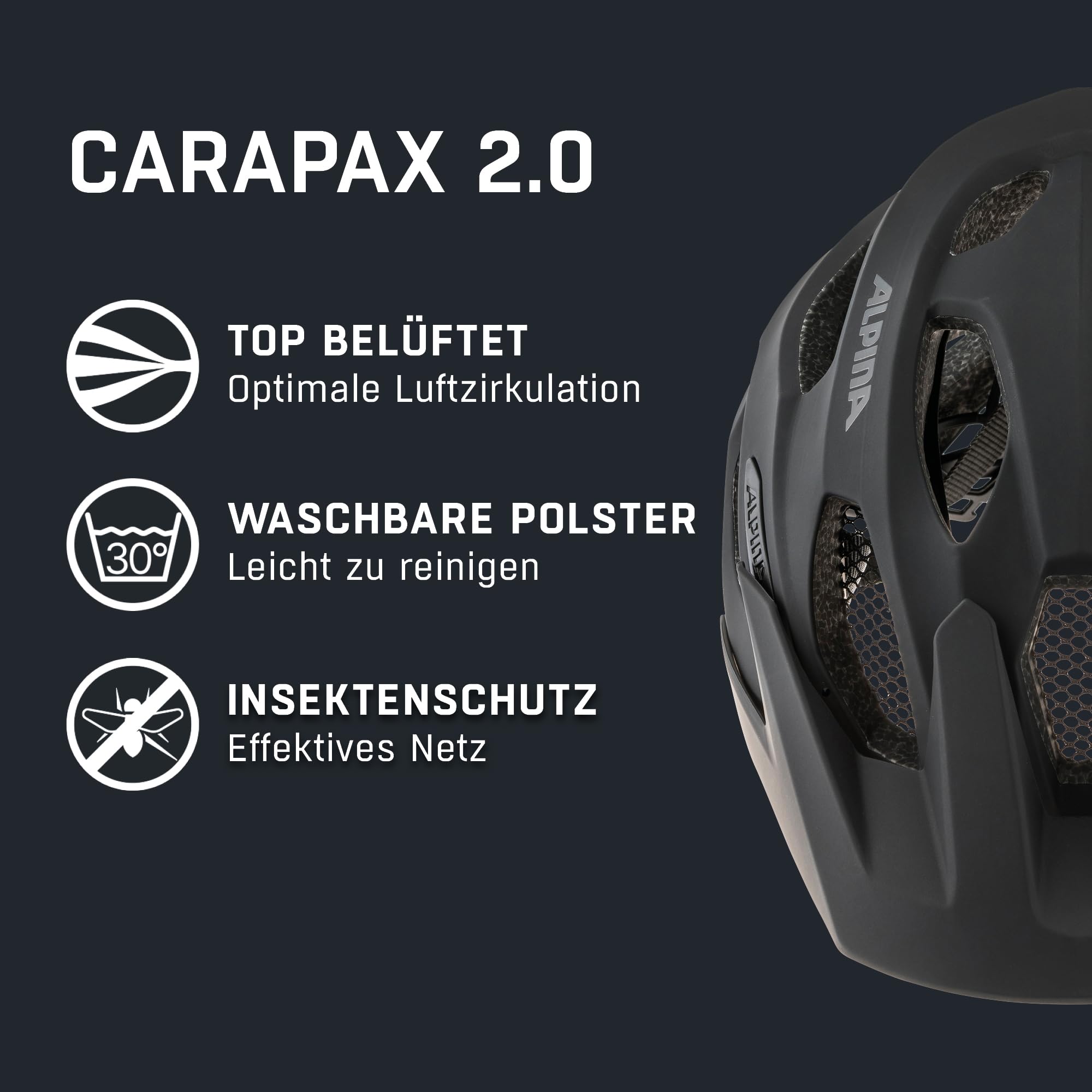 ALPINA Carapax 2.0 MTB-Fahrradhelm, Black matt, 57-62 cm 2