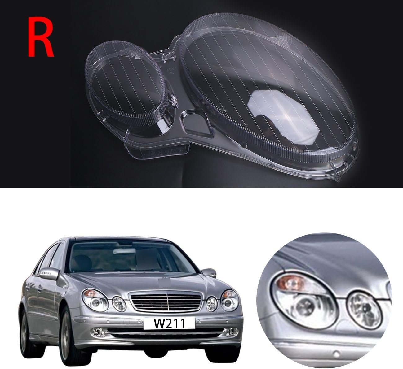 Right Side Headlight Headlamp Lens Plastic Shell Cover For Mercedes Benz E-CLASS W211 E320 2006-2008 …