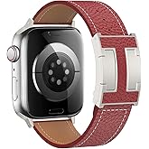 Astorgos Magnetic Leather Band Compatible with Apple Watch Band Ultra3/2/1 49mm/Series 11/10/9/8/7/6/5/4/3/2/1/SE3/SE2/SE 46/45/44/42/41/40/38mm, Top Grain Leather Replacement Strap for Women Men