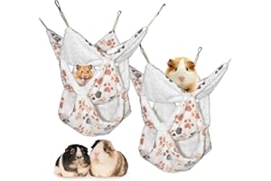 JJMOLLE 2Pcs 3 Tier Guinea Pig Hammock, Ferret Hammock, Rat Hammock for Cage, Guinea Pig Cage Accessories, Ferret Cage Accessories, Small Animal Hammock for Chinchilla, Hamster, Rabbit, Bunny