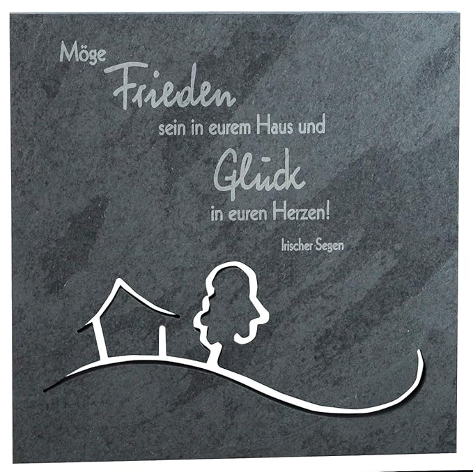 Butzon & Bercker Relief Frieden und Glück 14,5 x 14,5 cm Schiefer