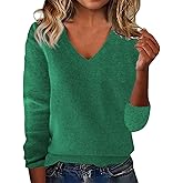 Warm Cashmere Sweaters for Women V Neck Classic Soft Pullover Sweater Loose Casual Long Sleeve 2025 Fall Winter