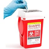 Sharps Container - Small Sharps Containers for Home Use, Travel &amp; Disposal | 1 Quart (Pack of 1), Portable, Puncture-Resistant, Dual Locking Lid, Fits Needles &amp; Syringes
