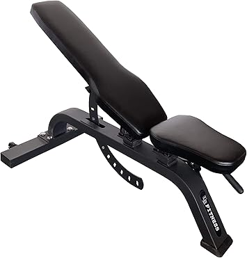 Amazon 業務用アジャストベンチ シート 黒 フレーム シルバー ノーブランド品 トレーニングベンチ