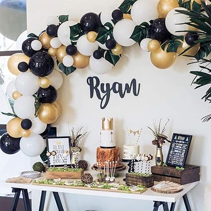 Amazon Com Balloon Garland Arch Kit White Black Gold Balloons